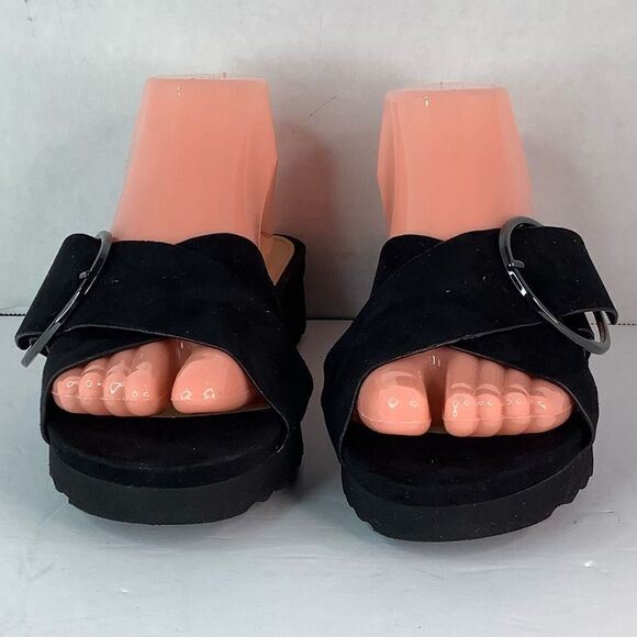 OYSHO CissCross Strap Platform Black Leather Summer Costal Sandals Sz 36/US 6 - Picture 5 of 10